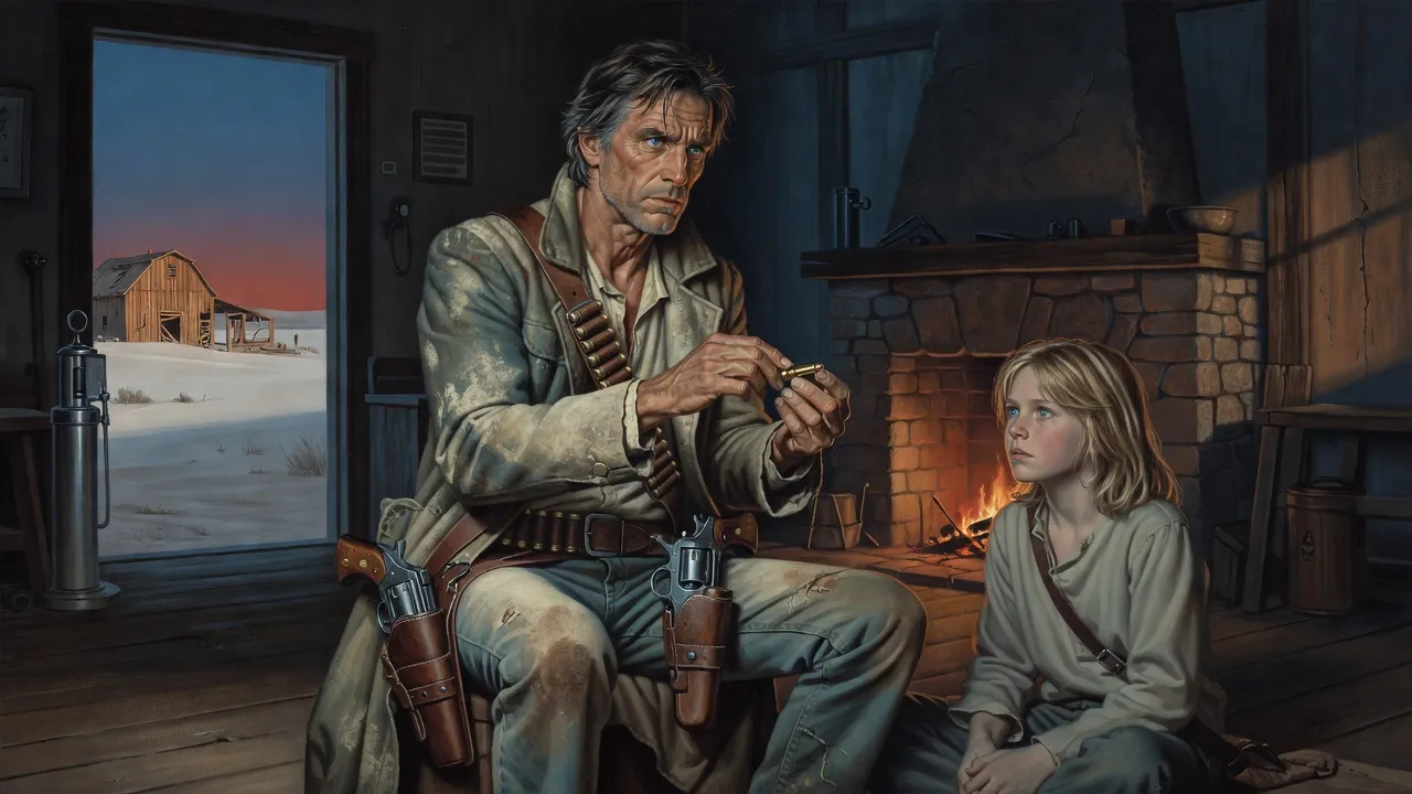 Close on a whole right hand walking a brass cartridge over its knuckles while a boy stares at it, hypnotised.
