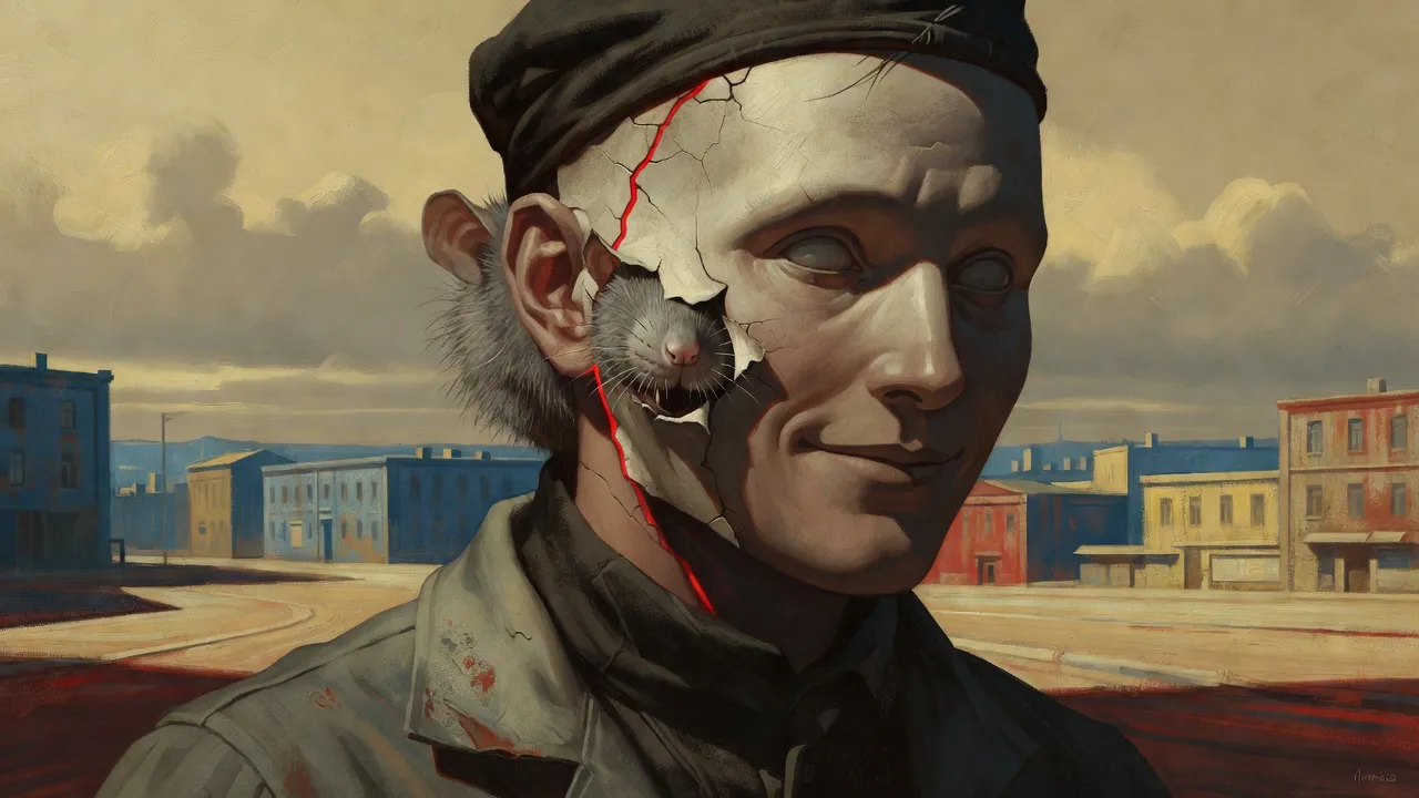 Painted frame: A seam behind the ear
